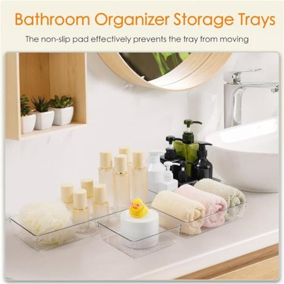 Clear Plastic Drawer Organizer Trays 10 Pack Kitchen Bathroom Vanity Bins - Picture 6 of 7